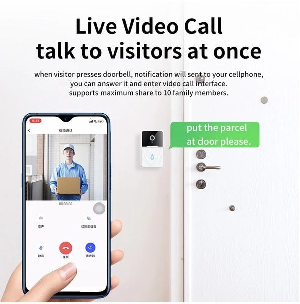 Wireless Security WiFi Smart Doorbell Intercom Video Camera Bell Chime Door Ring - KEMATÉ